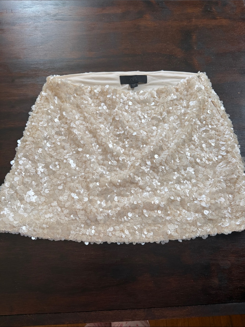 Zara Ivory Sequin Mini Skirt